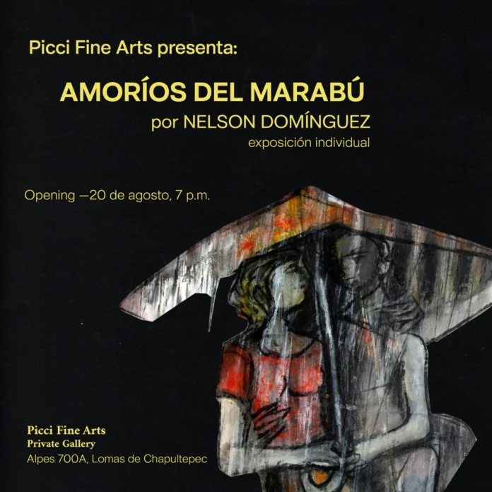 Cartel de la exposición Amoríos del marabú de Nelson Domínguez en Picci Fine Arts CDMX.