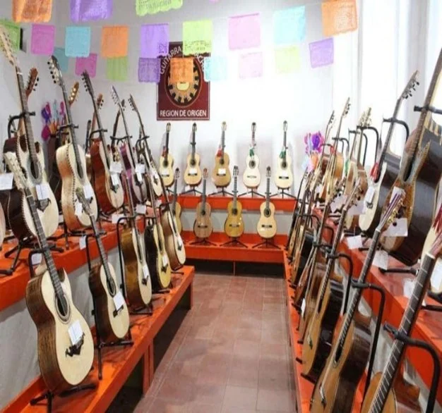 Colección de instrumentos musicales de cuerda utilizados en expresiones culturales de los pueblos originarios, imagen que ilustra la evolución y permanencia de la cultura en el contexto del Bats'i Fest 2026.