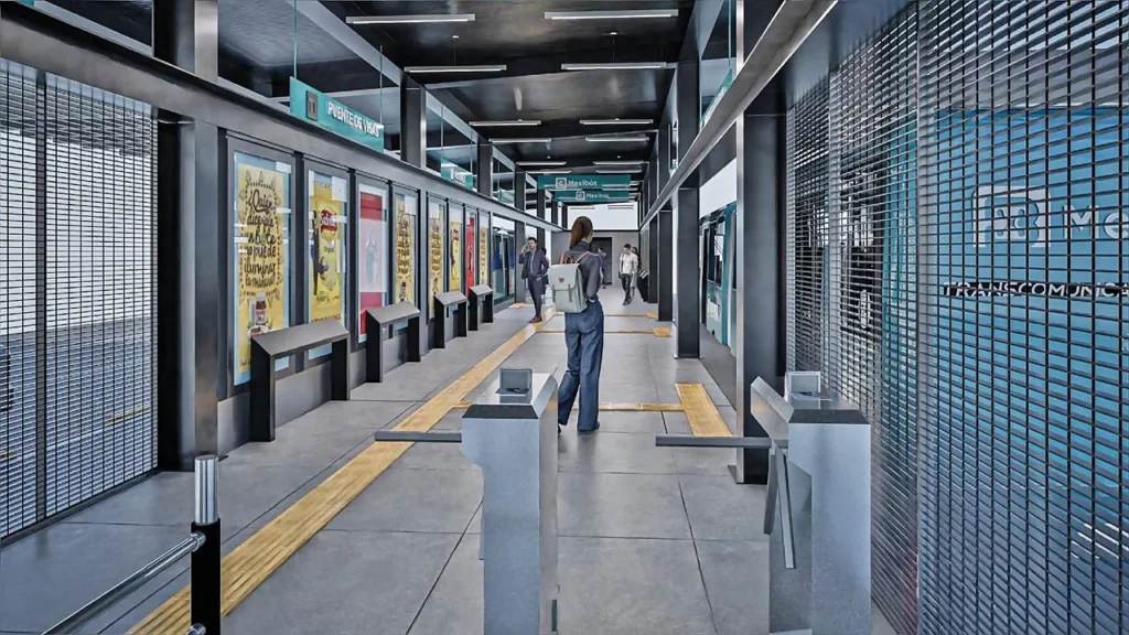 Estación Metrobús Puente de Vigas con usuarios en andén