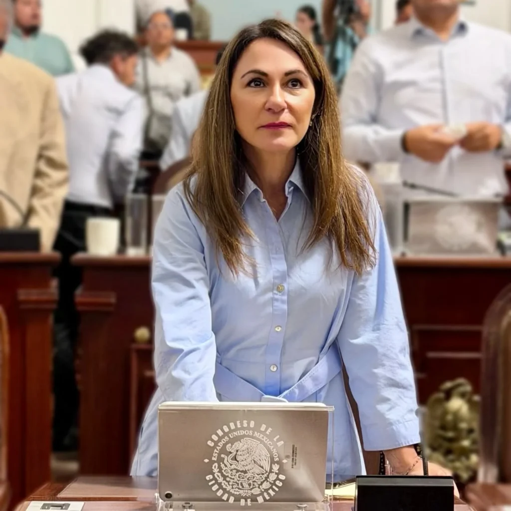 Leonor Otegui durante sesión del Congreso de la Ciudad de México donde presentó iniciativa sobre violencia familiar.